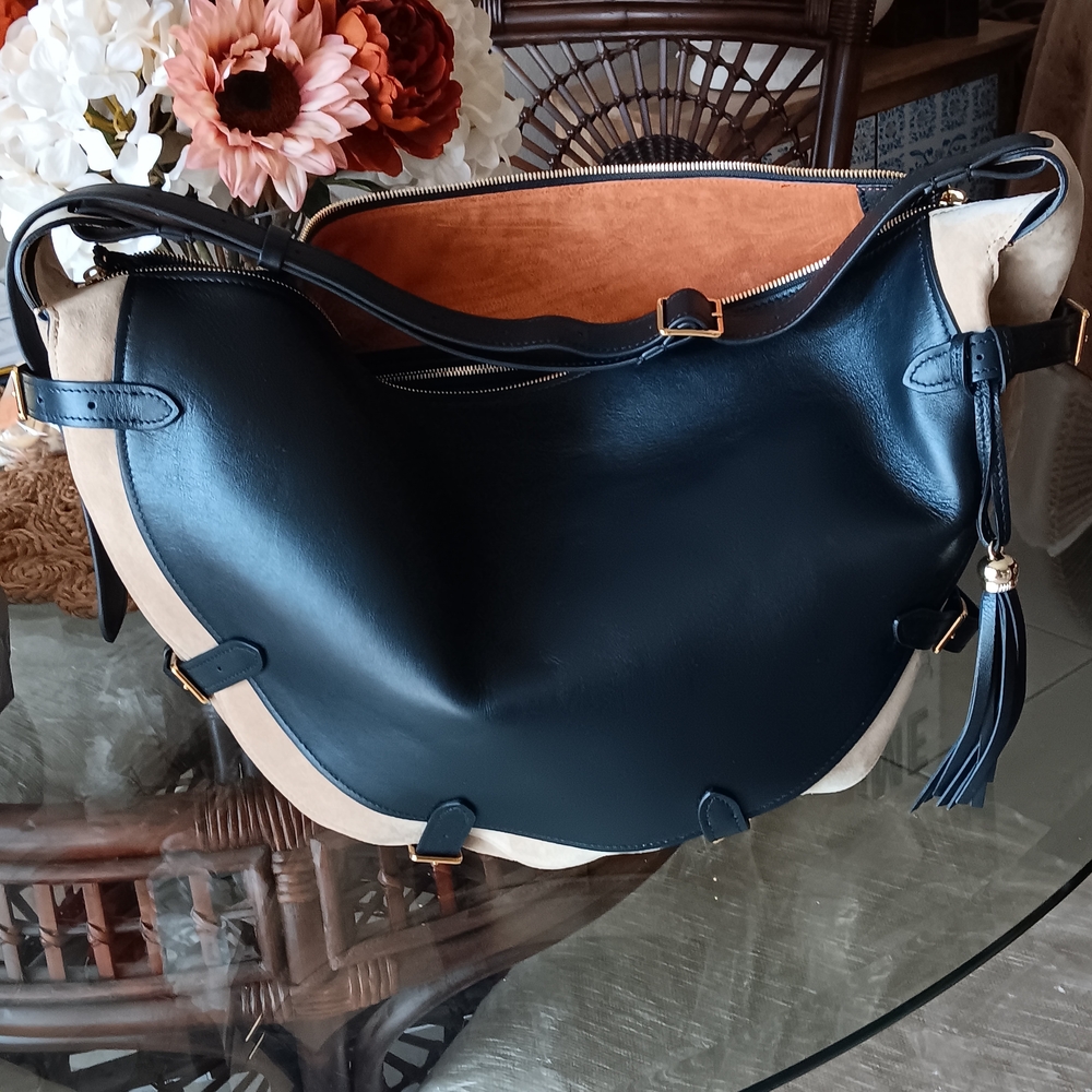 Altuzarra Black Tan Large Leather Hobo Bag NWOT" Has Cards And Beautiful Dustbag